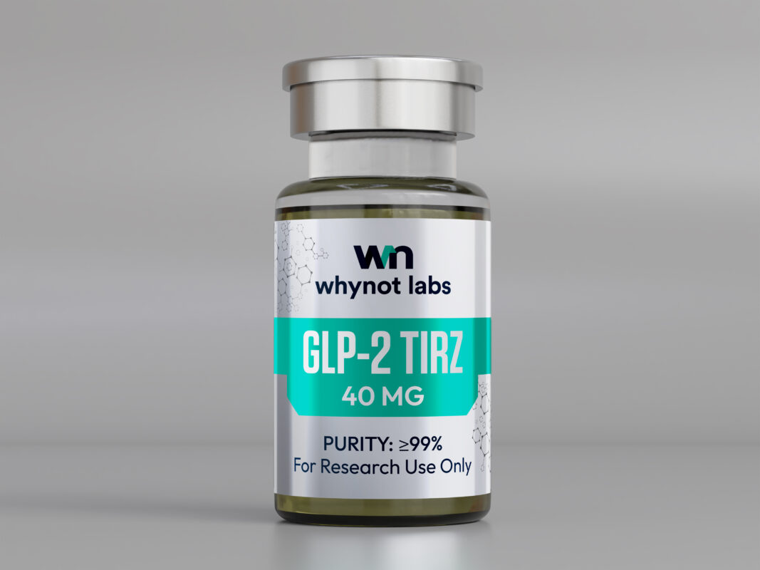 GLP-2 Tirz 40mg lyophilized research peptide — dual GIP/GLP-1 receptor agonist, 7-panel conformity tested by Vanguard Laboratory