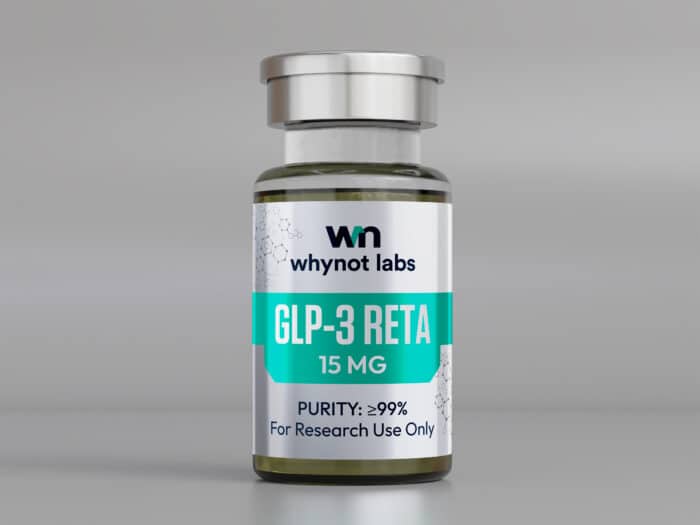 GLP-3 Reta 15mg lyophilized research peptide — triple GIP/GLP-1/glucagon receptor agonist, 10-panel conformity tested by Vanguard Laboratory